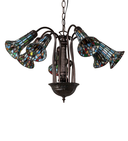 Meyda Tiffany Stained Glass Pond Lily 236531 Chandelier Light - Mahogany Bronze