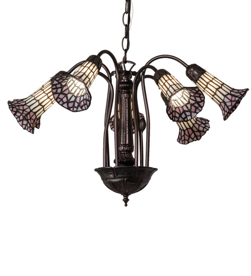 Meyda Tiffany Stained Glass Pond Lily 236533 Chandelier Light - Mahogany Bronze