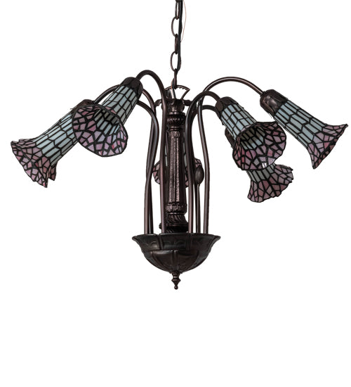 Meyda Tiffany Stained Glass Pond Lily 236533 Chandelier Light - Mahogany Bronze
