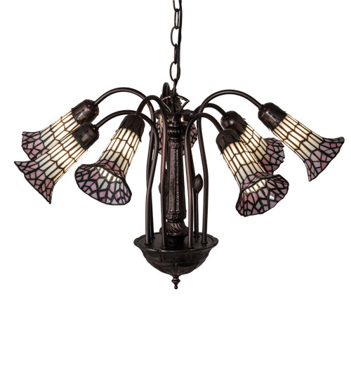 Meyda Tiffany Stained Glass Pond Lily 236533 Chandelier Light - Mahogany Bronze
