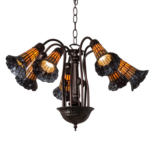 Meyda Tiffany Stained Glass Pond Lily 236534 Chandelier Light - Mahogany Bronze