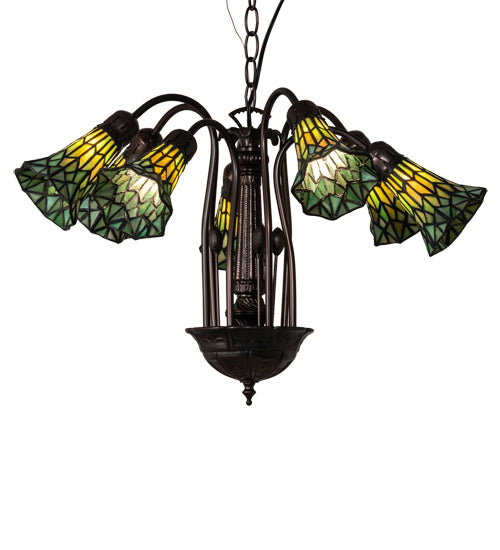 Meyda Tiffany Stained Glass Pond Lily 236537 Chandelier Light - Mahogany Bronze