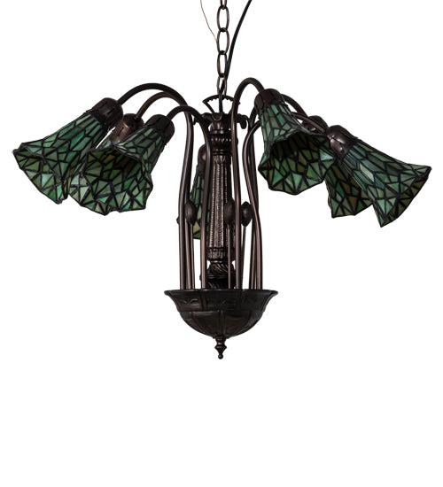 Meyda Tiffany Stained Glass Pond Lily 236537 Chandelier Light - Mahogany Bronze