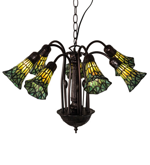 Meyda Tiffany Stained Glass Pond Lily 236537 Chandelier Light - Mahogany Bronze