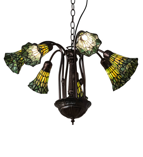 Meyda Tiffany Stained Glass Pond Lily 236537 Chandelier Light - Mahogany Bronze
