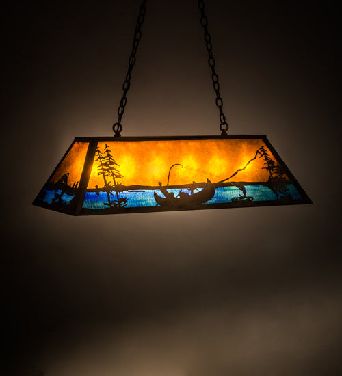 Meyda Tiffany Trout & Fisherman 23752 Pendant Light - Antique Copper