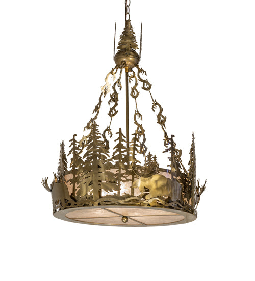 Meyda Tiffany Moose At Dusk 237894 Pendant Light - Brass Tint