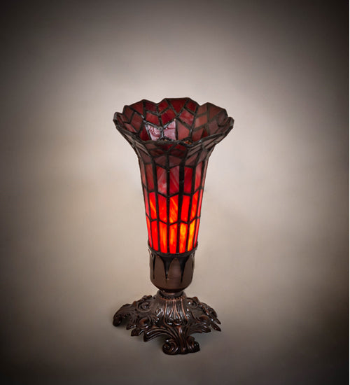 Meyda Tiffany Lighting 239057 Stained Glass Pond Lily Mini Lamp Lamp Bronze / Dark