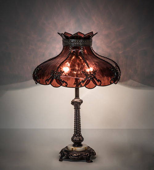 Meyda Tiffany Lighting 240466 Elizabeth Two Light Table Lamp Lamp Bronze / Dark