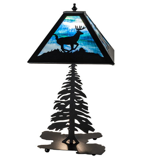 Meyda Tiffany Lighting 241050 Lone Deer Two Light Table Lamp Lamp Black