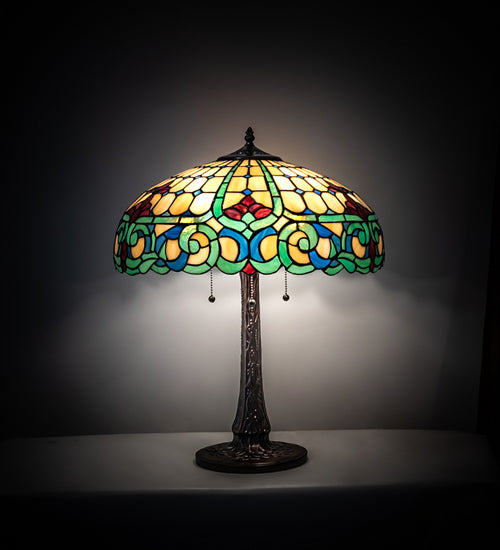 Meyda Tiffany Lighting 242088 Duffner & Kimberly Colonial Three Light Table Lamp Lamp Bronze / Dark
