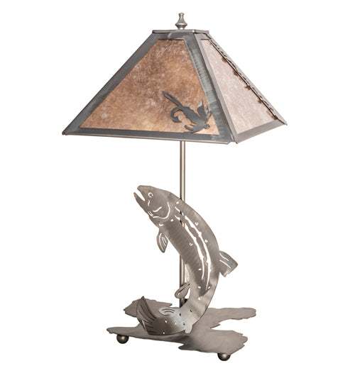 Meyda Tiffany Lighting 24231 Leaping Trout One Light Table Lamp Lamp Pewter, Nickel, Silver