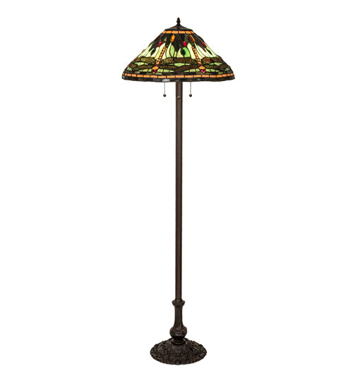 Meyda Tiffany Lighting 242786 Tiffany Dragonfly Three Light Floor Lamp Lamp Bronze / Dark