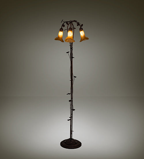 Meyda Tiffany Lighting 243615 Amber Three Light Floor Lamp Lamp Bronze / Dark