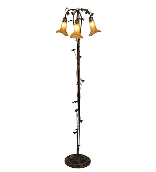 Meyda Tiffany Lighting 243615 Amber Three Light Floor Lamp Lamp Bronze / Dark