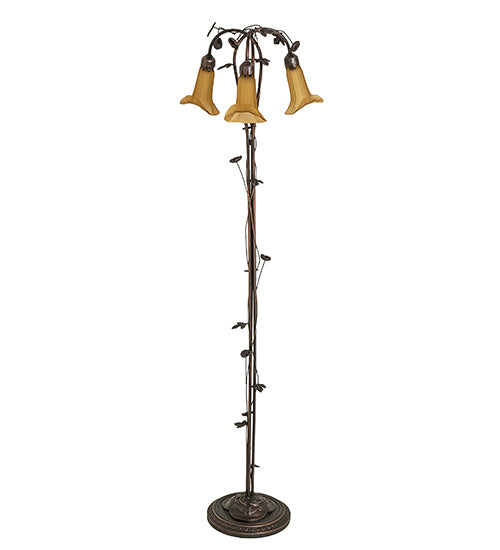 Meyda Tiffany Lighting 243615 Amber Three Light Floor Lamp Lamp Bronze / Dark