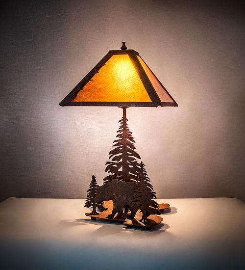 Meyda Tiffany Lighting 244667 Lone Bear Two Light Table Lamp Lamp Bronze / Dark