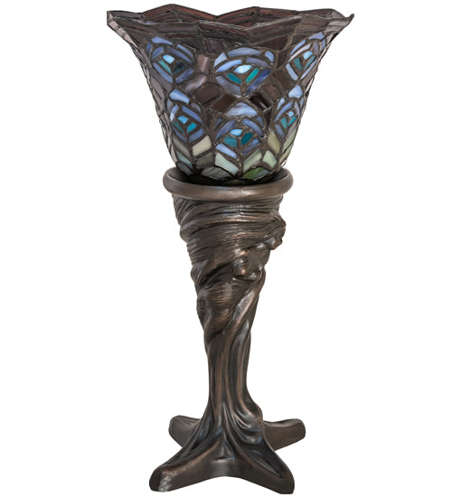 Meyda Tiffany Lighting 244875 Tiffany Peacock Feather One Light Mini Lamp Lamp Bronze / Dark