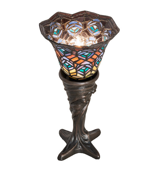 Meyda Tiffany Lighting 244875 Tiffany Peacock Feather One Light Mini Lamp Lamp Bronze / Dark