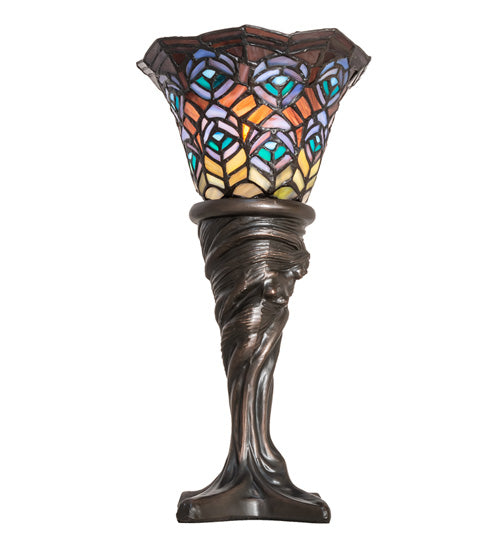 Meyda Tiffany Lighting 244875 Tiffany Peacock Feather One Light Mini Lamp Lamp Bronze / Dark