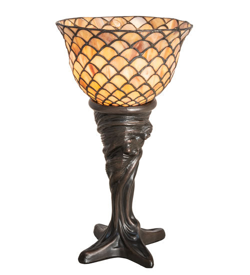 Meyda Tiffany Lighting 244877 Tiffany Fishscale One Light Mini Lamp Lamp Bronze / Dark