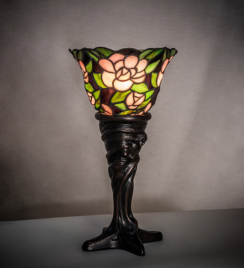 Meyda Tiffany Lighting 244878 Begonia One Light Mini Lamp Lamp Bronze / Dark