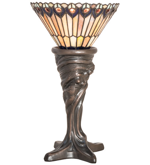 Meyda Tiffany Lighting 244879 Tiffany Jeweled Peacock One Light Mini Lamp Lamp Bronze / Dark