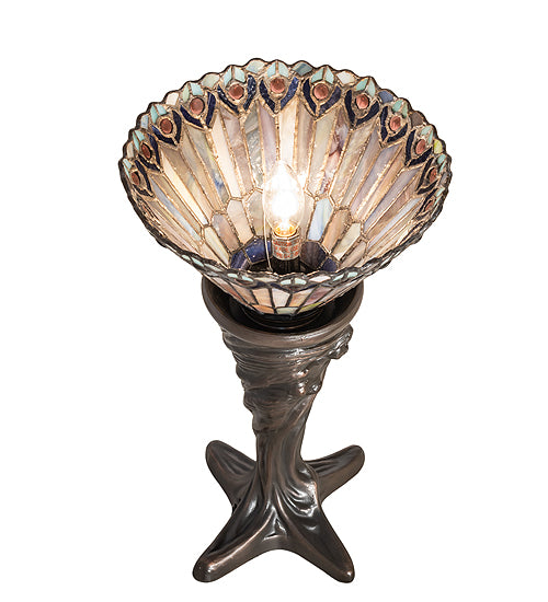 Meyda Tiffany Lighting 244879 Tiffany Jeweled Peacock One Light Mini Lamp Lamp Bronze / Dark