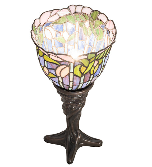 Meyda Tiffany Lighting 244885 Tiffany Flowering Lotus One Light Mini Lamp Lamp Bronze / Dark