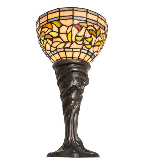 Meyda Tiffany Lighting 244889 Tiffany Turning Leaf One Light Mini Lamp Lamp Bronze / Dark