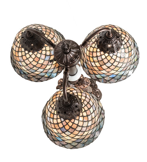 Meyda Tiffany Lighting 245479 Tiffany Fishscale Three Light Table Lamp Lamp Bronze / Dark