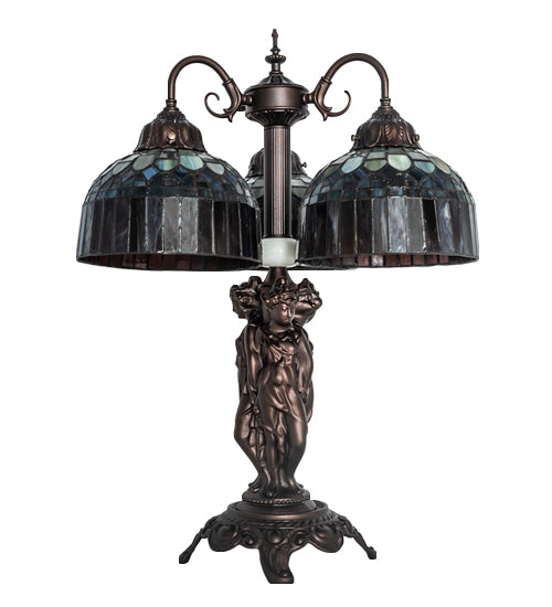 Meyda Tiffany Lighting 245481 Tiffany Candice Three Light Table Lamp Lamp Bronze / Dark