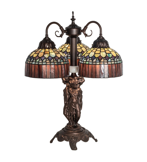 Meyda Tiffany Lighting 245481 Tiffany Candice Three Light Table Lamp Lamp Bronze / Dark