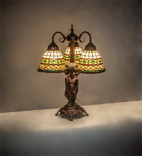 Meyda Tiffany Lighting 245484 Tiffany Roman Three Light Table Lamp Lamp Bronze / Dark