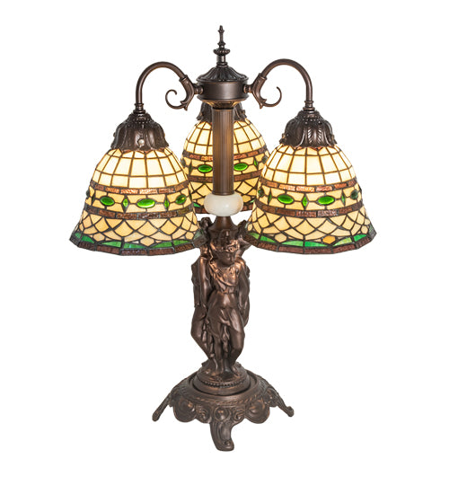 Meyda Tiffany Lighting 245484 Tiffany Roman Three Light Table Lamp Lamp Bronze / Dark