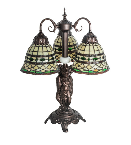 Meyda Tiffany Lighting 245484 Tiffany Roman Three Light Table Lamp Lamp Bronze / Dark