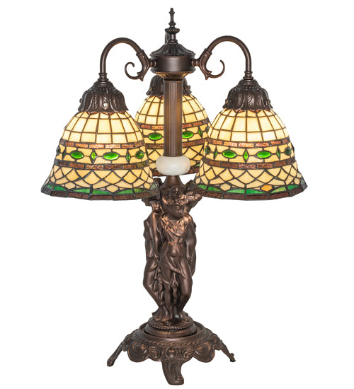 Meyda Tiffany Lighting 245484 Tiffany Roman Three Light Table Lamp Lamp Bronze / Dark