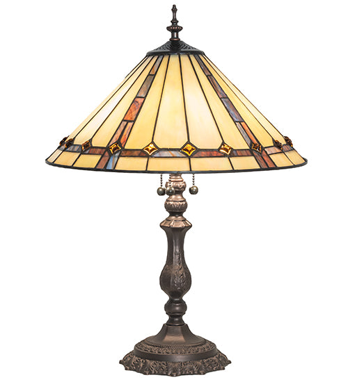 Meyda Tiffany Lighting 245630 Belvidere Three Light Table Lamp Lamp Bronze / Dark