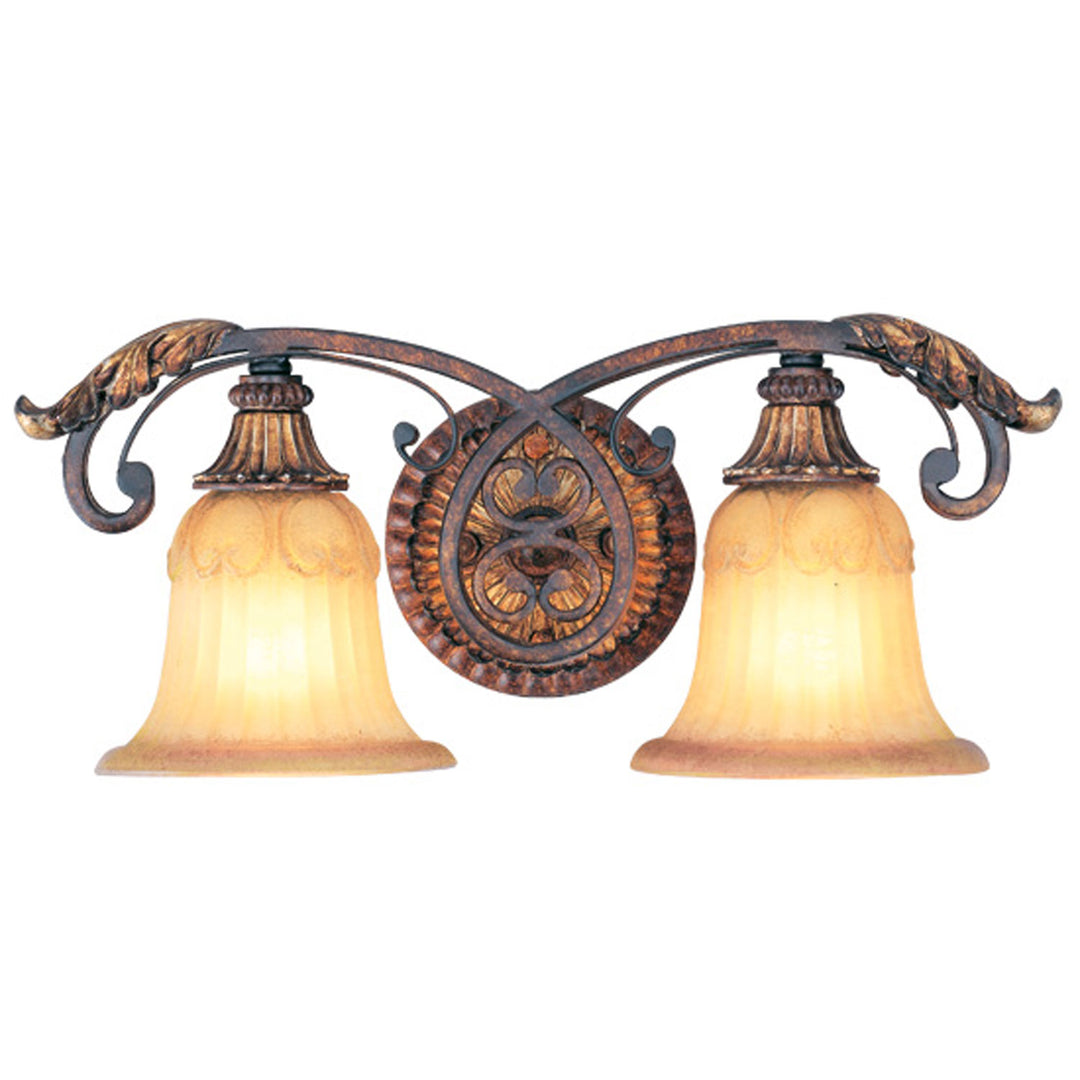 Livex Villa Verona 8552-63 Bath Vanity Light 19 in. wide - Hand Applied Verona Bronze w/ Aged Gold Leafs