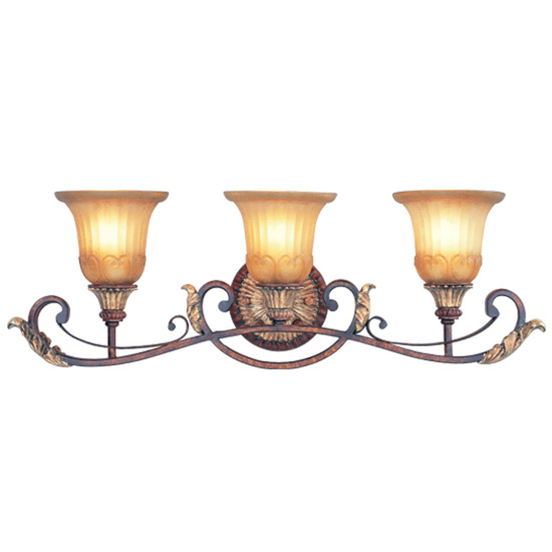 Livex Villa Verona 8553-63 Bath Vanity Light 30 in. wide - Hand Applied Verona Bronze w/ Aged Gold Leafs