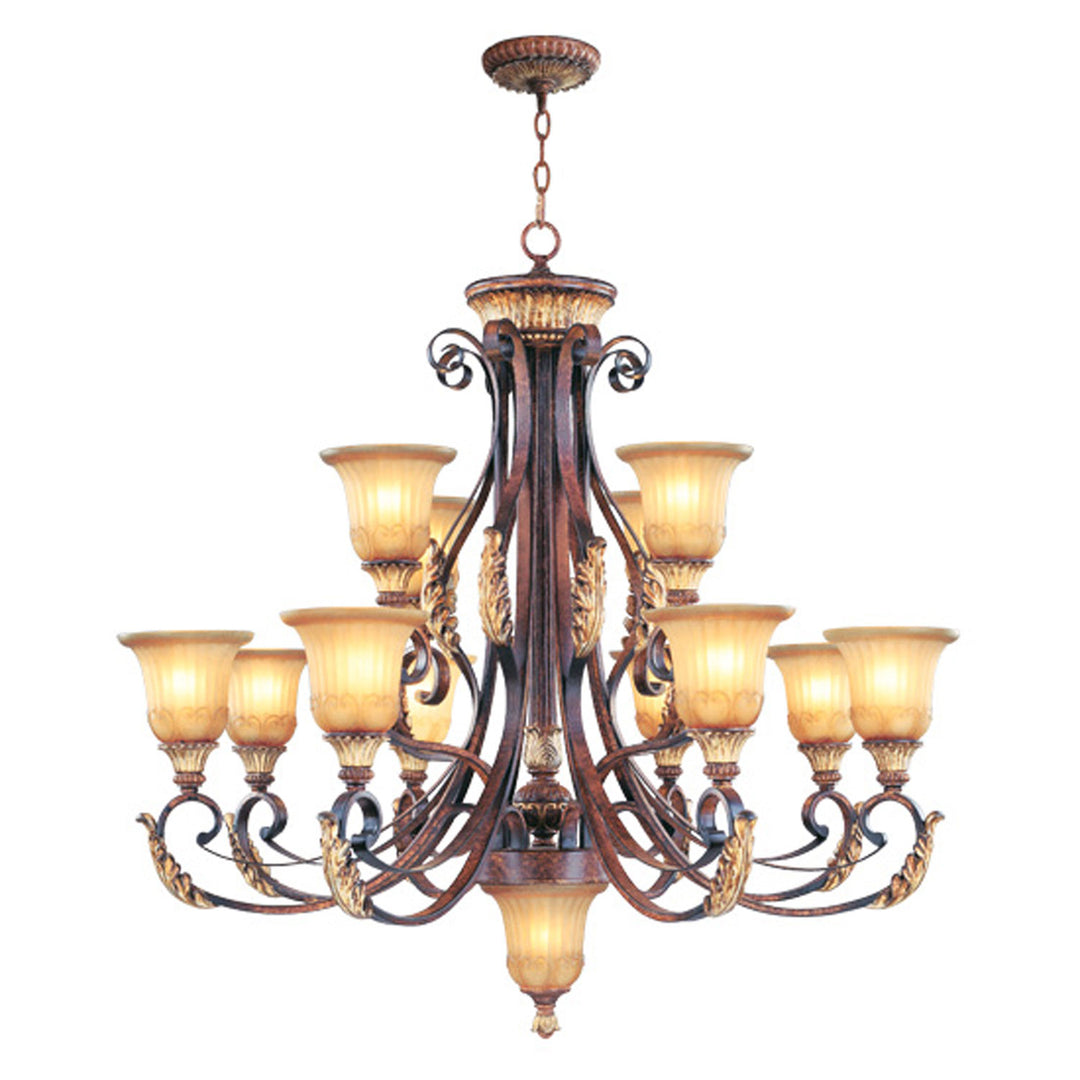 Livex Villa Verona 8559-63 Chandelier Light - Hand Applied Verona Bronze w/ Aged Gold Leafs