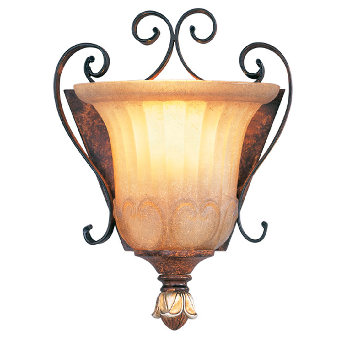 Livex Villa Verona 8560-63 Wall Sconce Light - Hand Applied Verona Bronze w/ Aged Gold Leafs