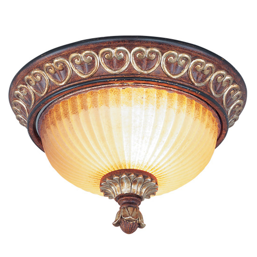 Livex Villa Verona 8562-63 Ceiling Light - Hand Applied Verona Bronze w/ Aged Gold Leafs