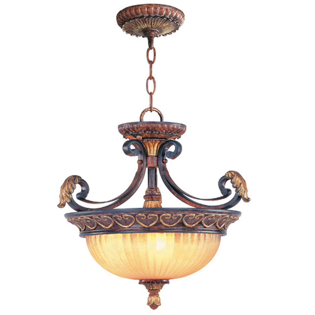 Livex Villa Verona 8565-63 Ceiling Light - Hand Applied Verona Bronze w/ Aged Gold Leafs