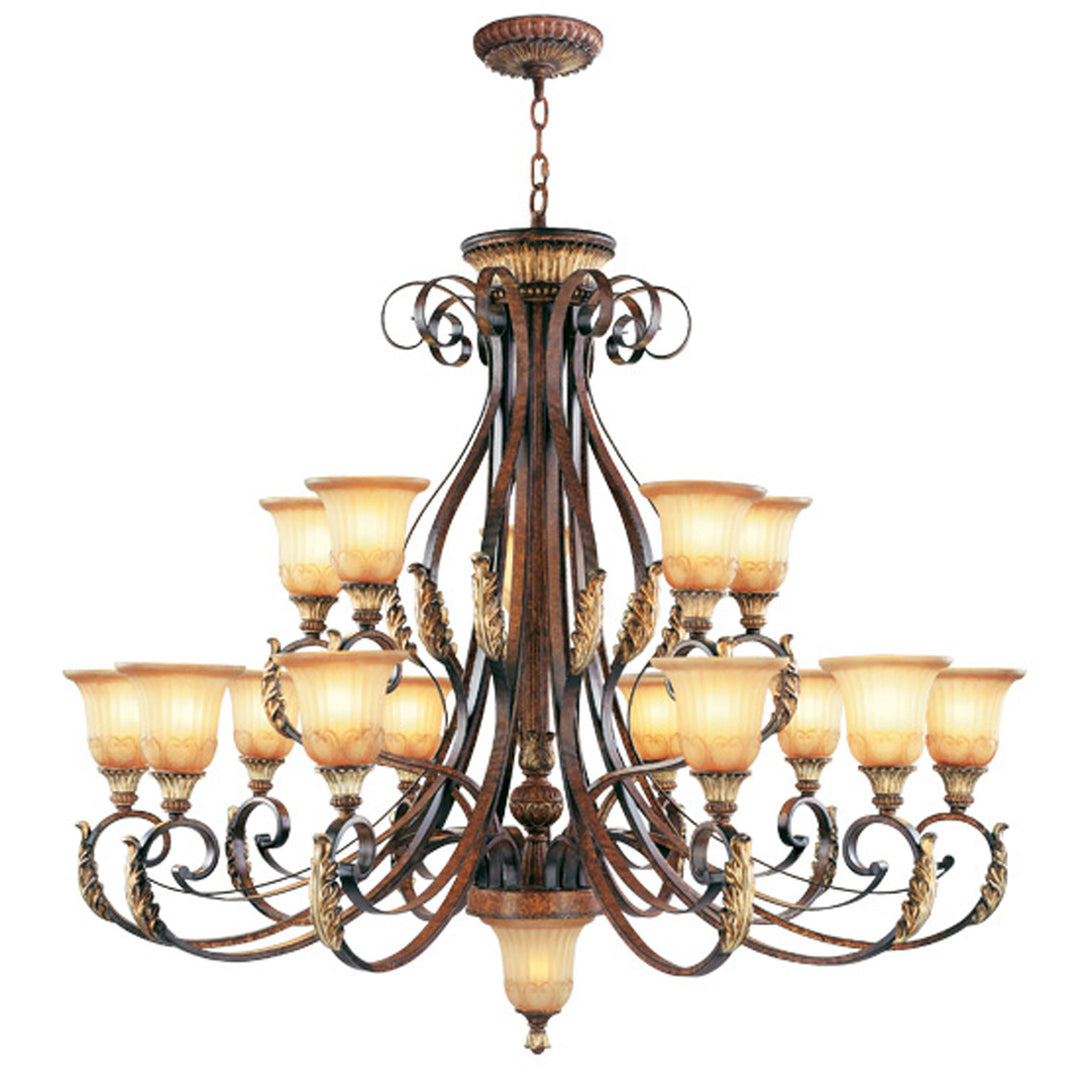 Livex Villa Verona 8568-63 Chandelier Light - Hand Applied Verona Bronze w/ Aged Gold Leafs