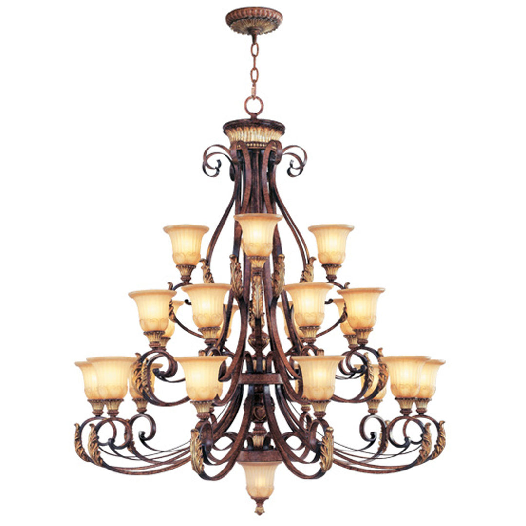 Livex Villa Verona 8569-63 Chandelier Light - Hand Applied Verona Bronze w/ Aged Gold Leafs
