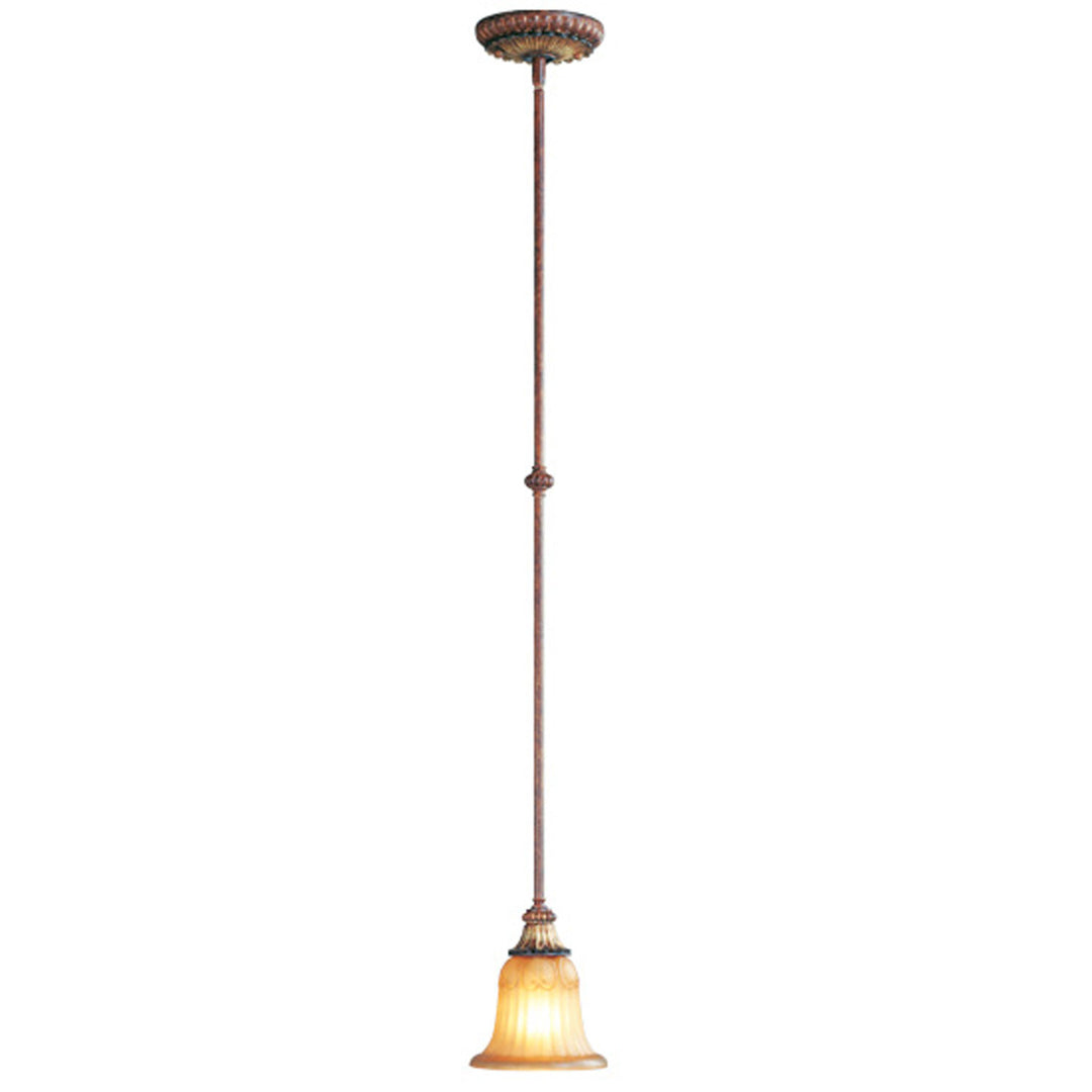 Livex Villa Verona 8570-63 Pendant Light - Hand Applied Verona Bronze w/ Aged Gold Leafs