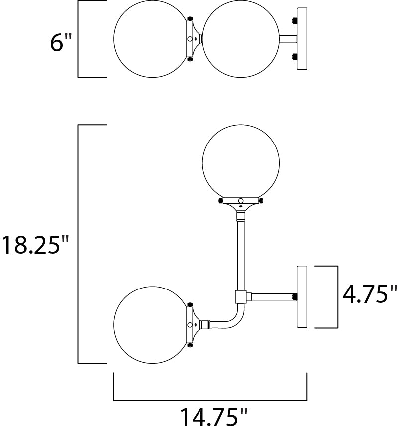 Maxim Atom 24722WTBKPN Wall Sconce Light - Black / Polished Nickel