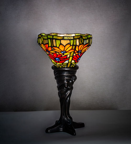 Meyda Tiffany Lighting 247501 Tiffany Poinsettia One Light Mini Lamp Lamp Bronze / Dark