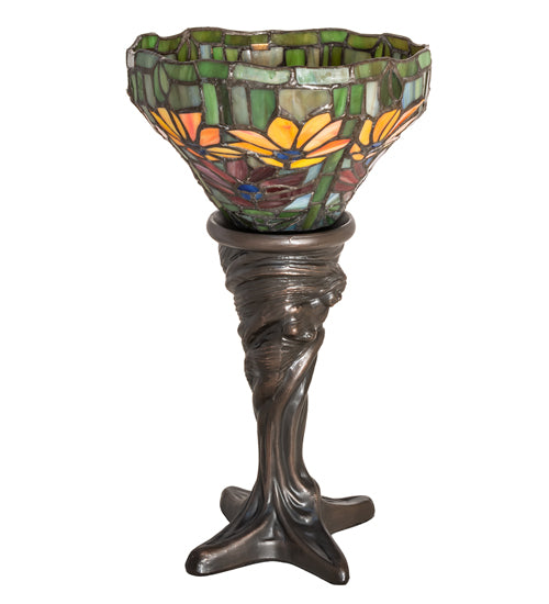 Meyda Tiffany Lighting 247501 Tiffany Poinsettia One Light Mini Lamp Lamp Bronze / Dark